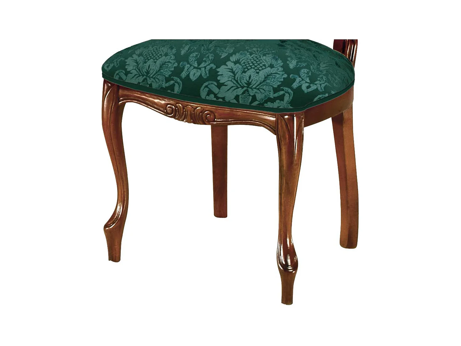 Solitärstuhl im Barockstil Nussbaumfarben & Grün