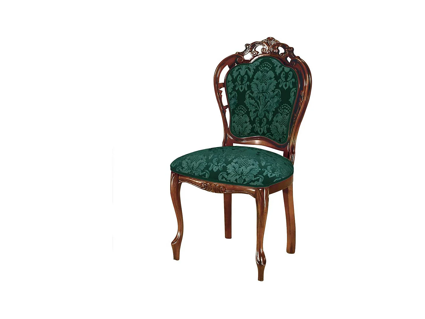 Solitärstuhl im Barockstil Nussbaumfarben & Grün