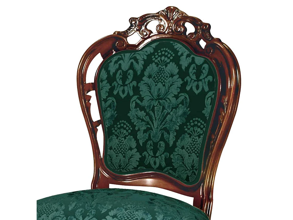 Solitärstuhl im Barockstil Nussbaumfarben & Grün