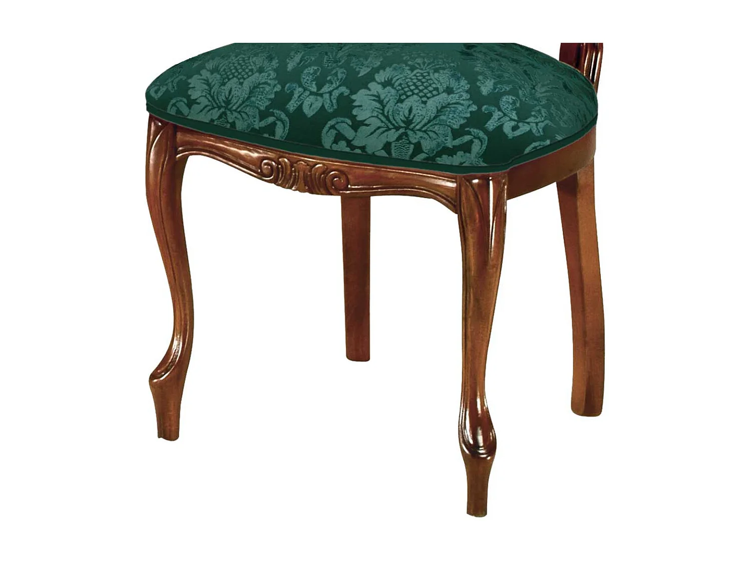 Solitärstuhl im Barockstil Nussbaumfarben & Grün