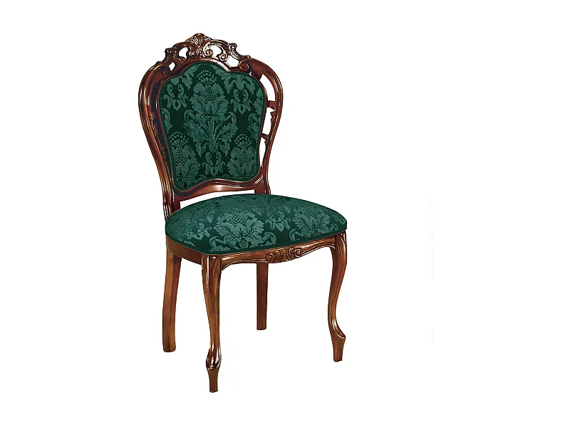 Solitärstuhl im Barockstil Nussbaumfarben & Grün