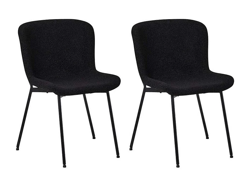 Esszimmerstuhl Stuhl Küche mit gepolsterter Rückenlehne aus Boucle Stoff (2er Set)