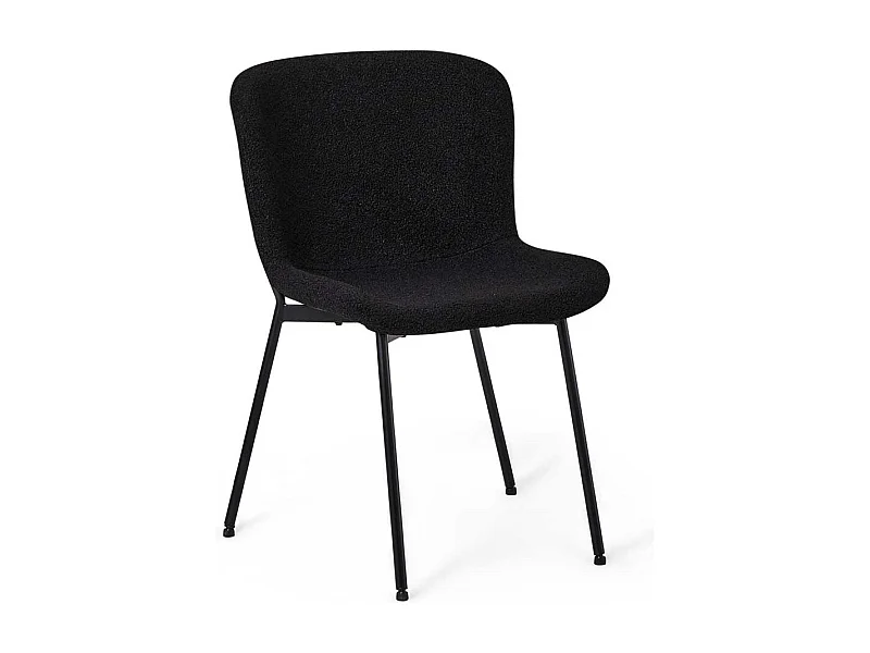 Esszimmerstuhl Stuhl Küche mit gepolsterter Rückenlehne aus Boucle Stoff (2er Set)