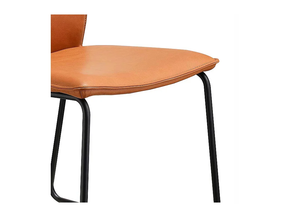 Leder Stuhl in Cognac Braun Metallgestell in Schwarz (2er Set)