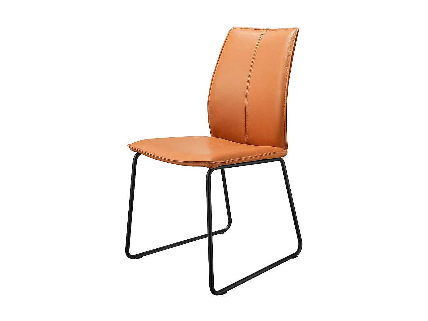 Leder Stuhl in Cognac Braun Metallgestell in Schwarz (2er Set)