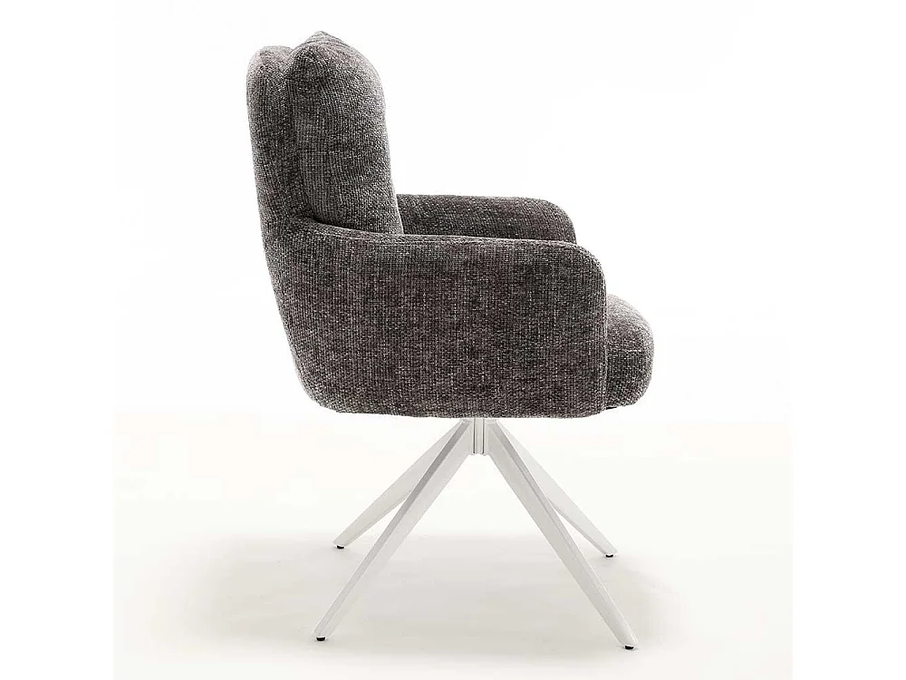 Esszimmerstuhl Armlehnstuhl in Anthrazit drehbar (2er Set)