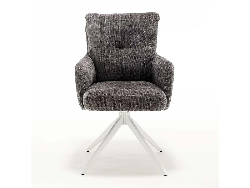 Esszimmerstuhl Armlehnstuhl in Anthrazit drehbar (2er Set)