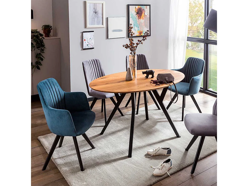 Esszimmerarmlehnstuhl in Blau Schwarz