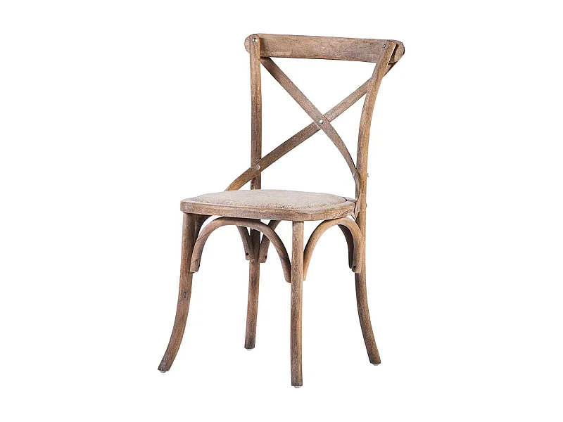 Küchenstuhl aus Eiche Massivholz udn Rattan Grey Wash