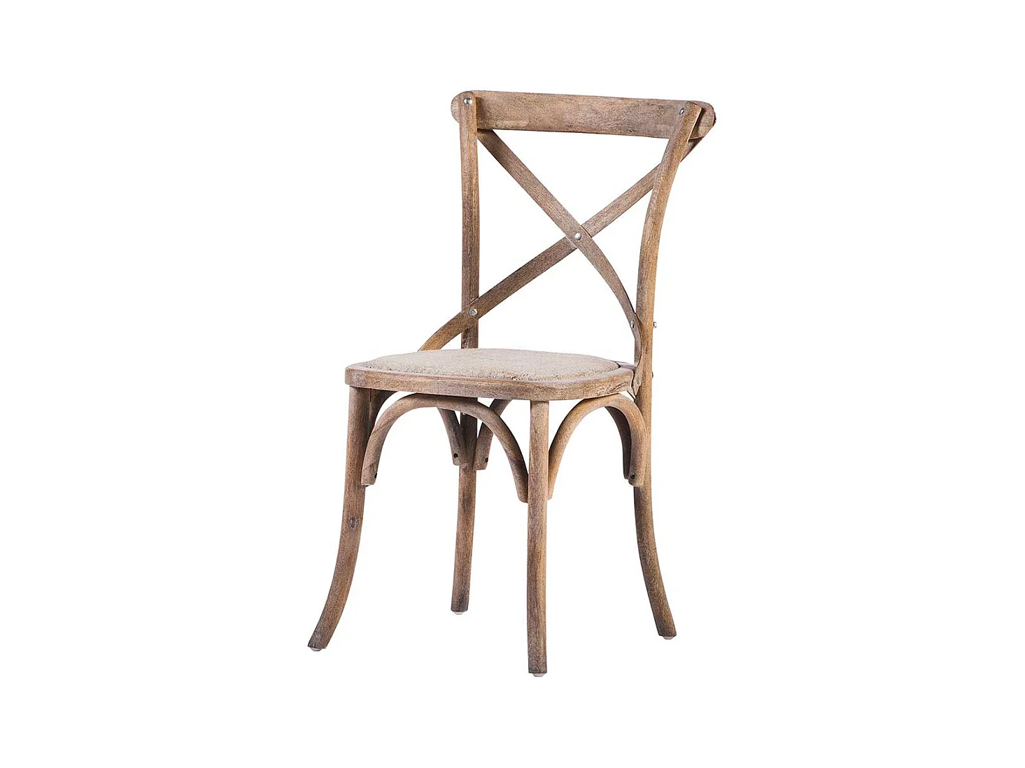 Küchenstuhl aus Eiche Massivholz udn Rattan Grey Wash