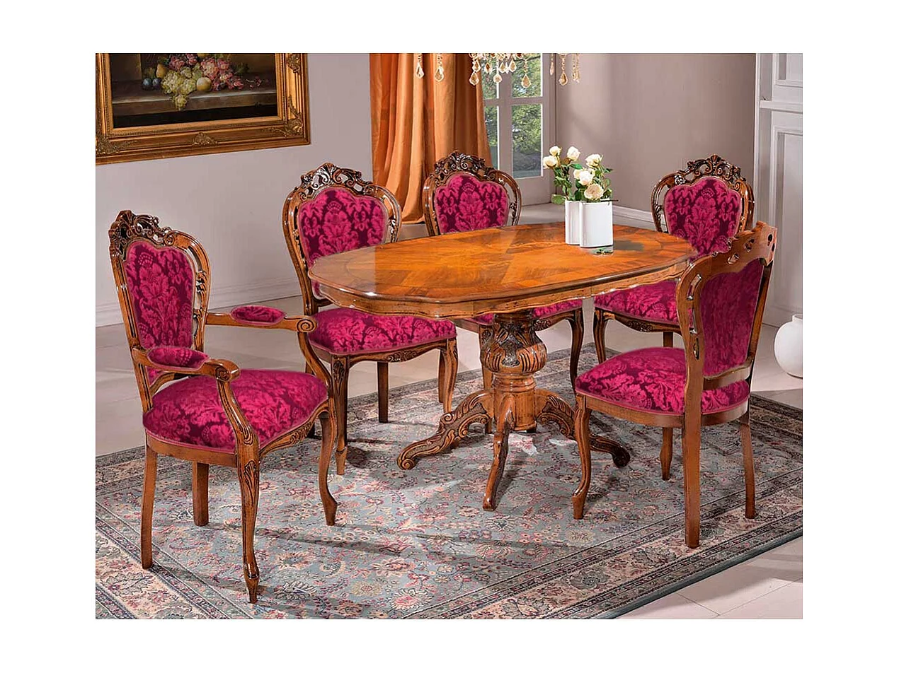 Polsterstuhl Esszimmer mit Ornament Muster Bezug Barockstil