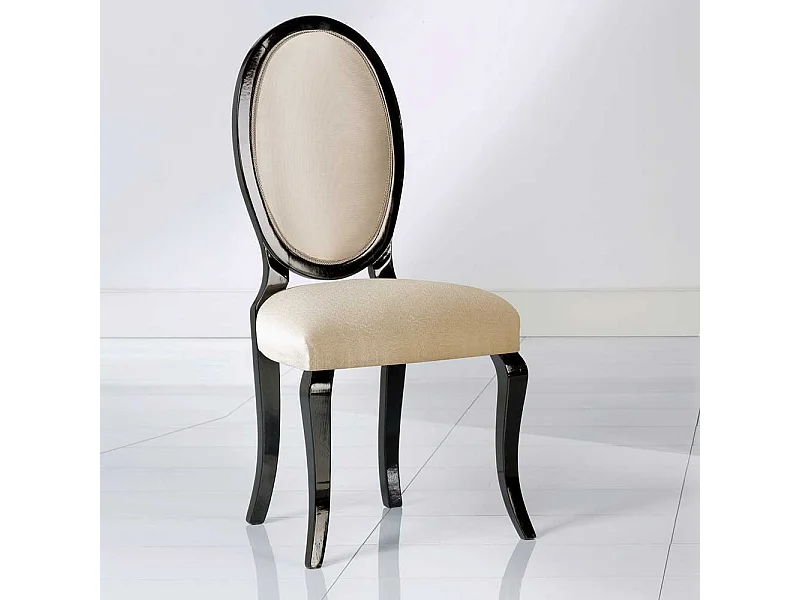 Polsterstuhl Esszimmer hochwertig in Beige und Schwarz 51 cm breit