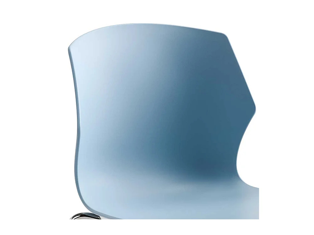 Kunststoff Esszimmerstuhl in Blaugrau verchromtem Metallgestell