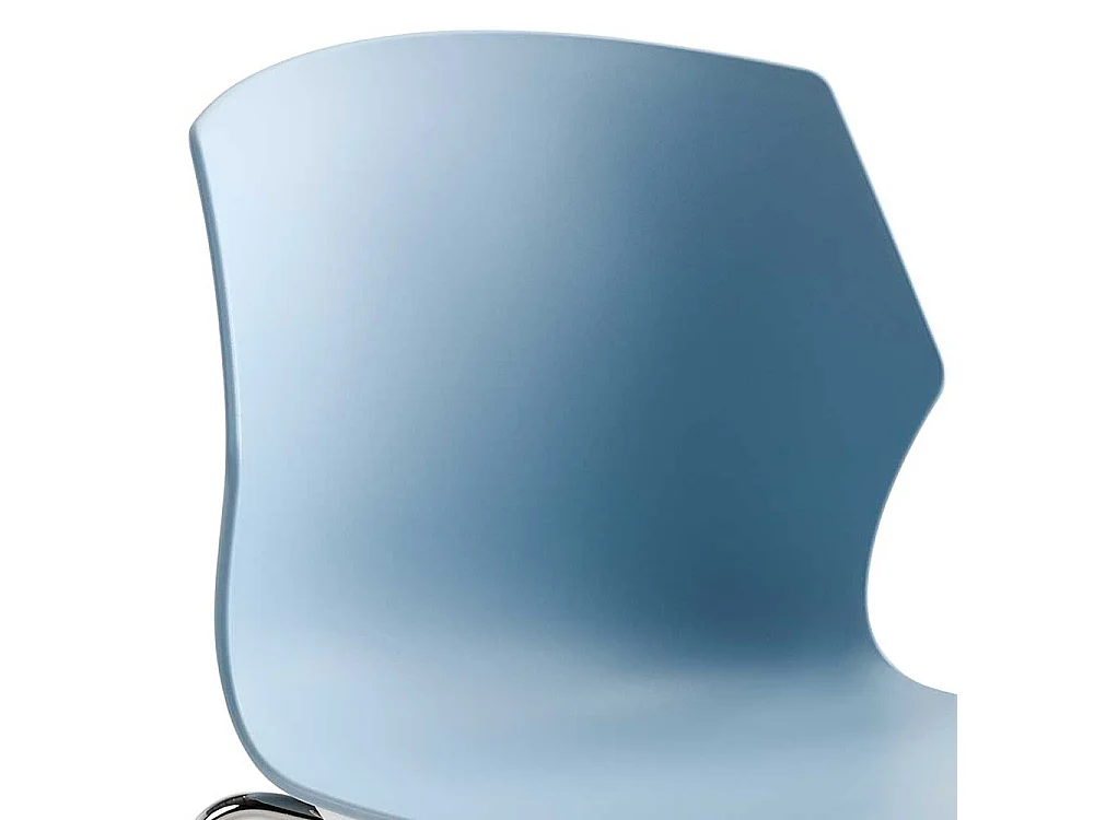 Kunststoff Esszimmerstuhl in Blaugrau verchromtem Metallgestell