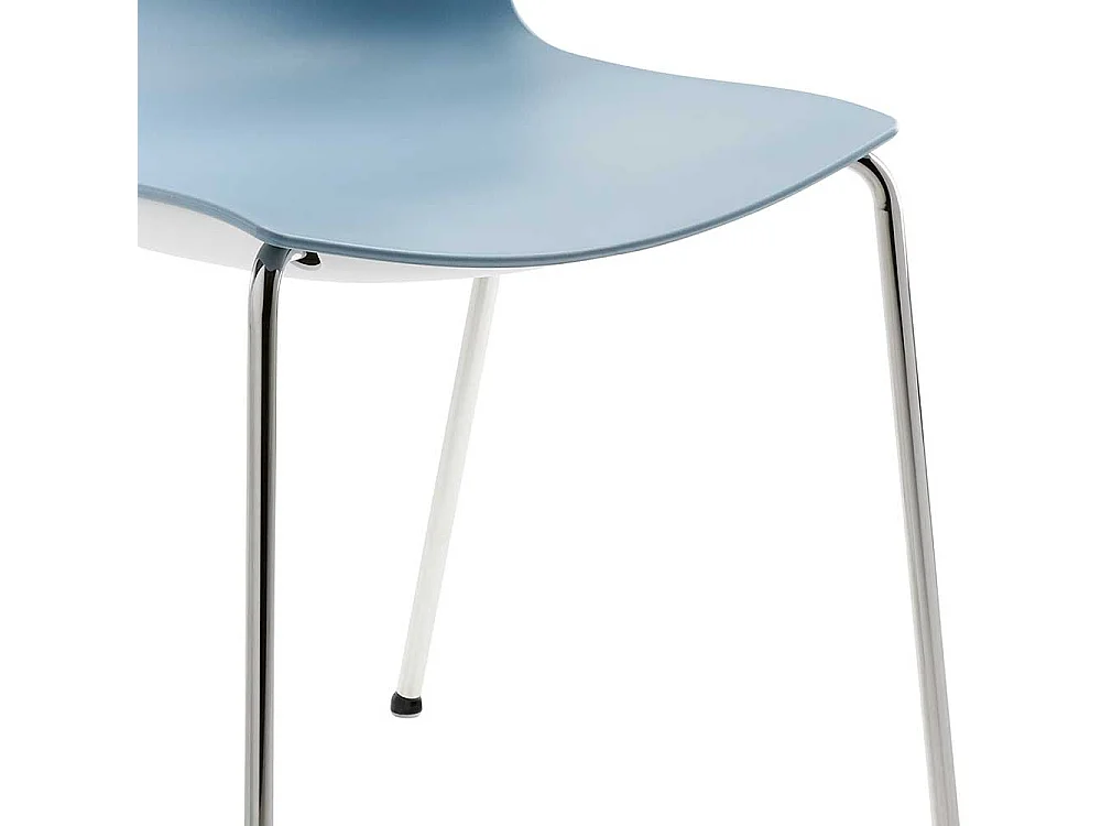 Kunststoff Esszimmerstuhl in Blaugrau verchromtem Metallgestell