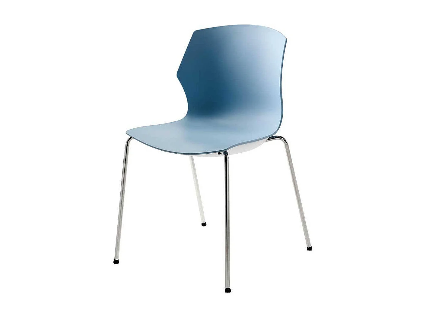 Kunststoff Esszimmerstuhl in Blaugrau verchromtem Metallgestell