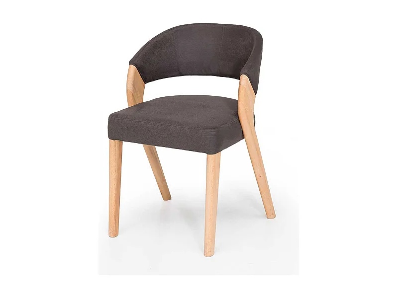 Armlehnenstuhl in Dunkelbraun Microfaser Buche Massivholz