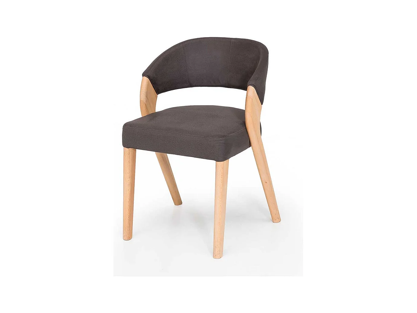 Armlehnenstuhl in Dunkelbraun Microfaser Buche Massivholz