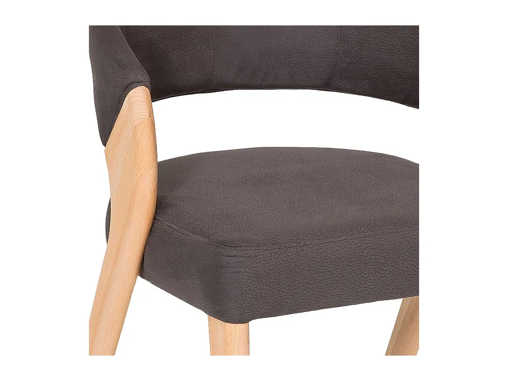 Armlehnenstuhl in Dunkelbraun Microfaser Buche Massivholz