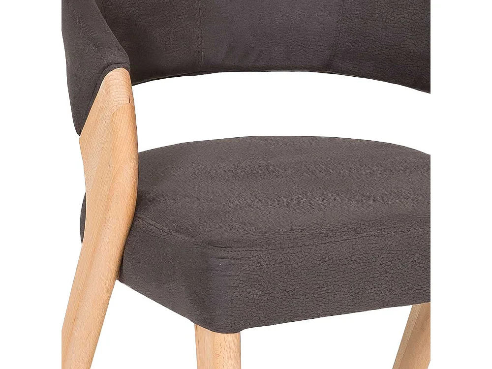 Armlehnenstuhl in Dunkelbraun Microfaser Buche Massivholz