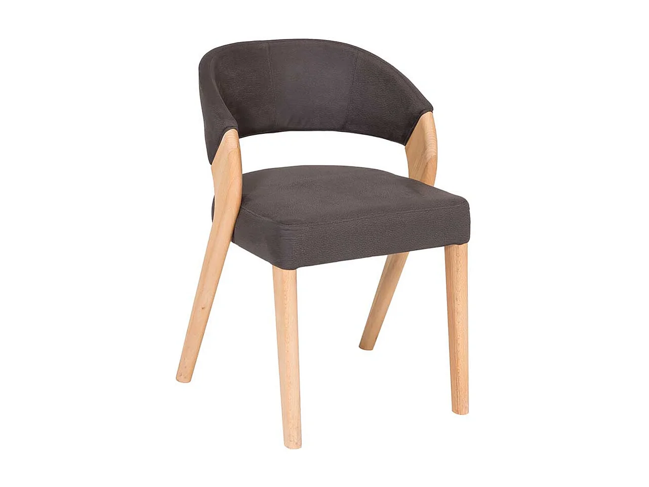 Armlehnenstuhl in Dunkelbraun Microfaser Buche Massivholz