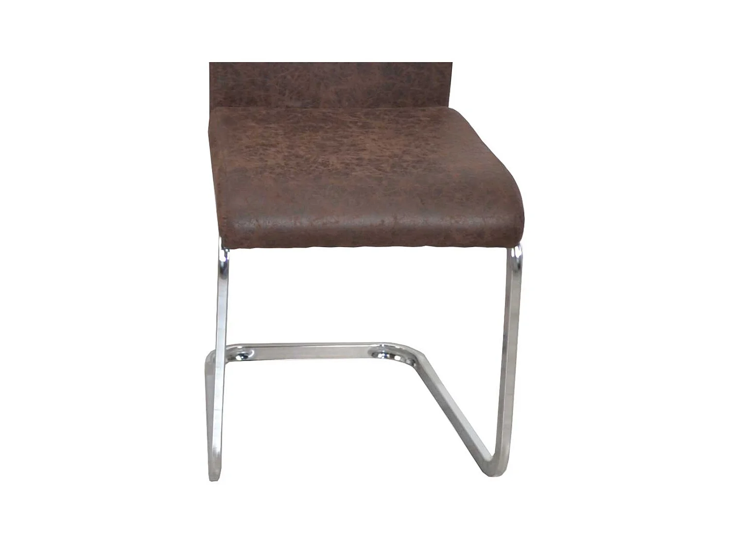 Freischwinger Stühle in Braun Kunstleder verchromtem Metallgestell (4er Set)