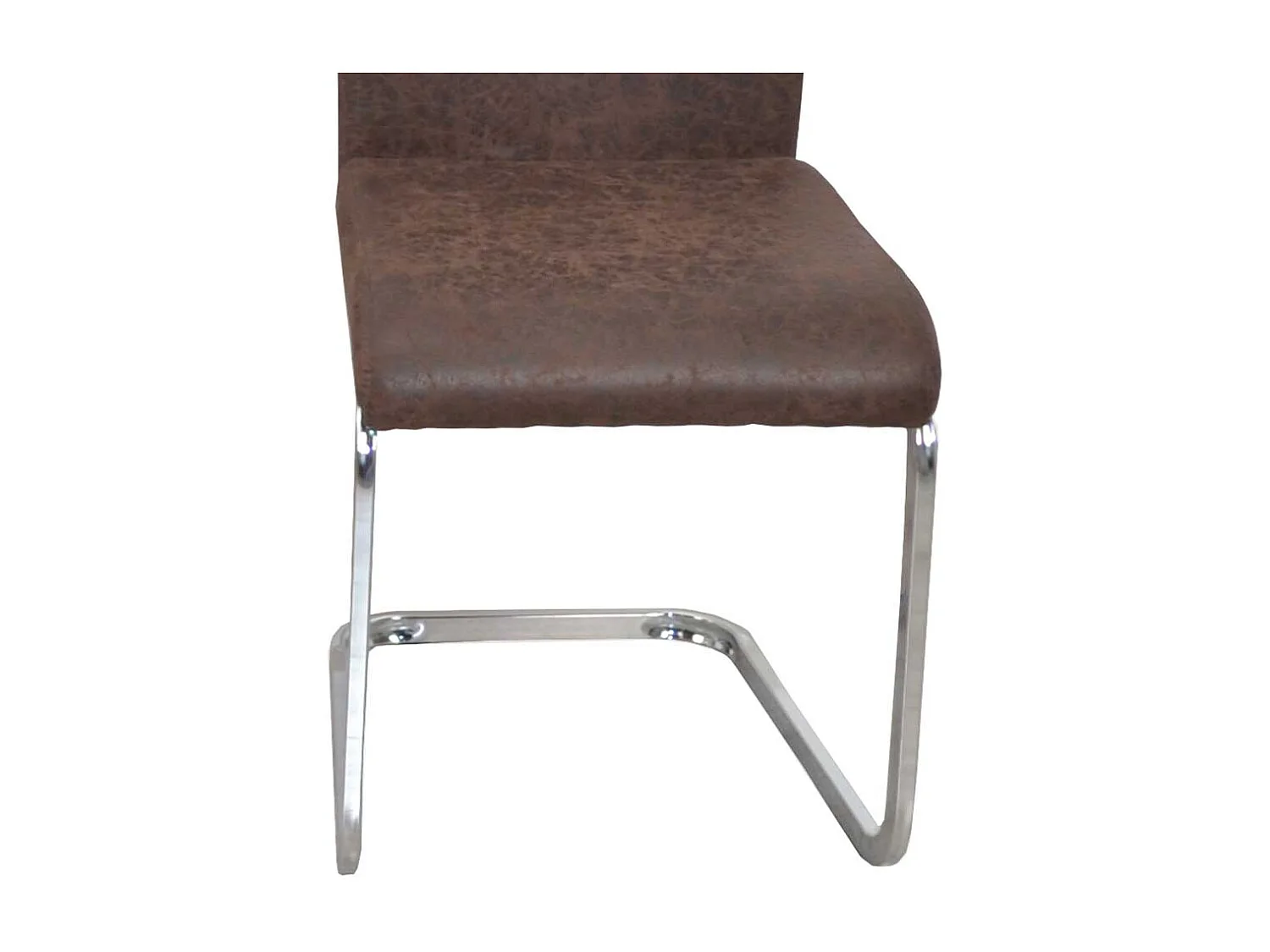 Freischwinger Stühle in Braun Kunstleder verchromtem Metallgestell (4er Set)