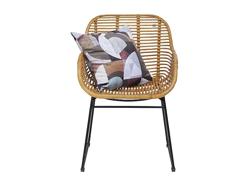 Flechtstühle in Beige und Schwarz Retrostil (2er Set)