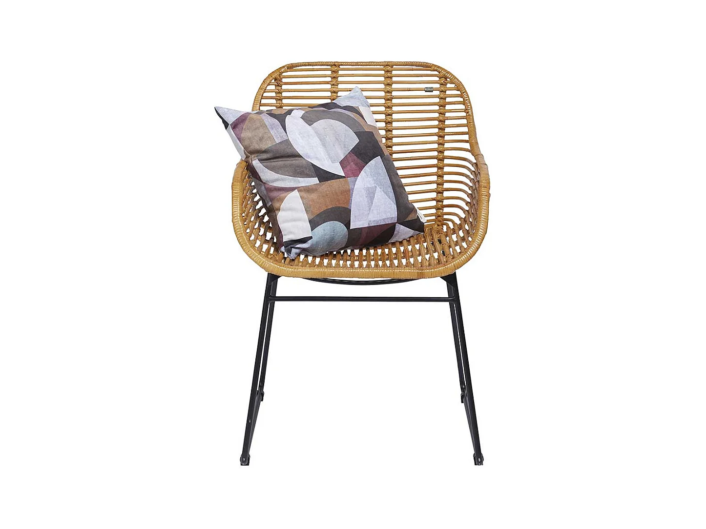 Flechtstühle in Beige und Schwarz Retrostil (2er Set)