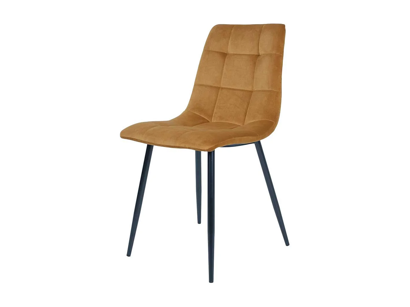 Esstischstühle aus Samt und Stahl Ocker und Schwarz (2er Set)