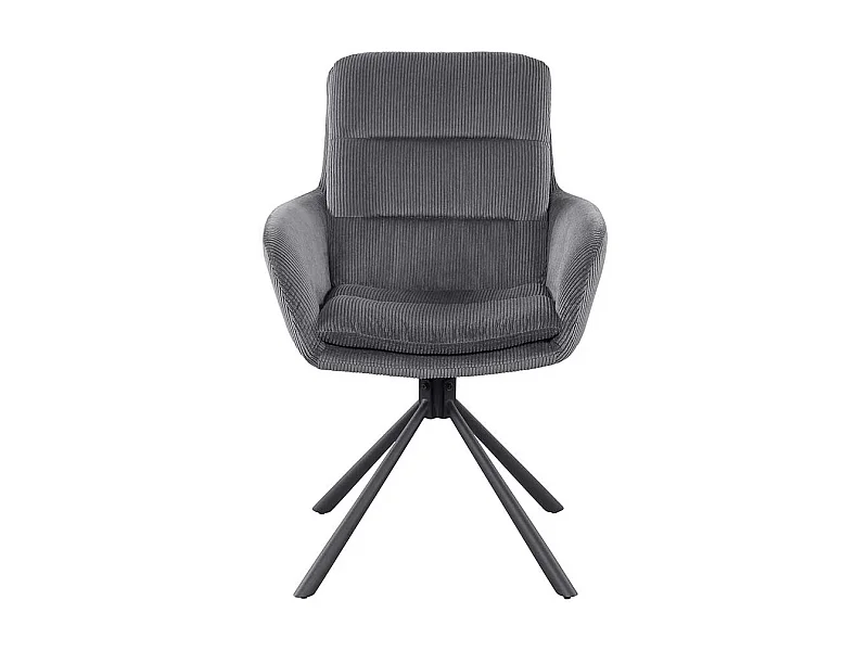 Armlehnstuhl Cord Dunkelgrau mit Gestell aus Metall drehbar