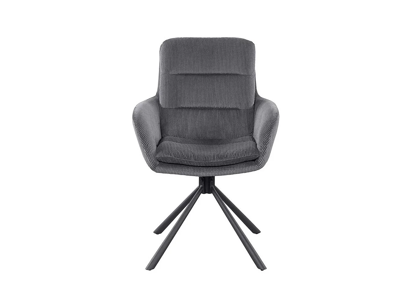 Armlehnstuhl Cord Dunkelgrau mit Gestell aus Metall drehbar