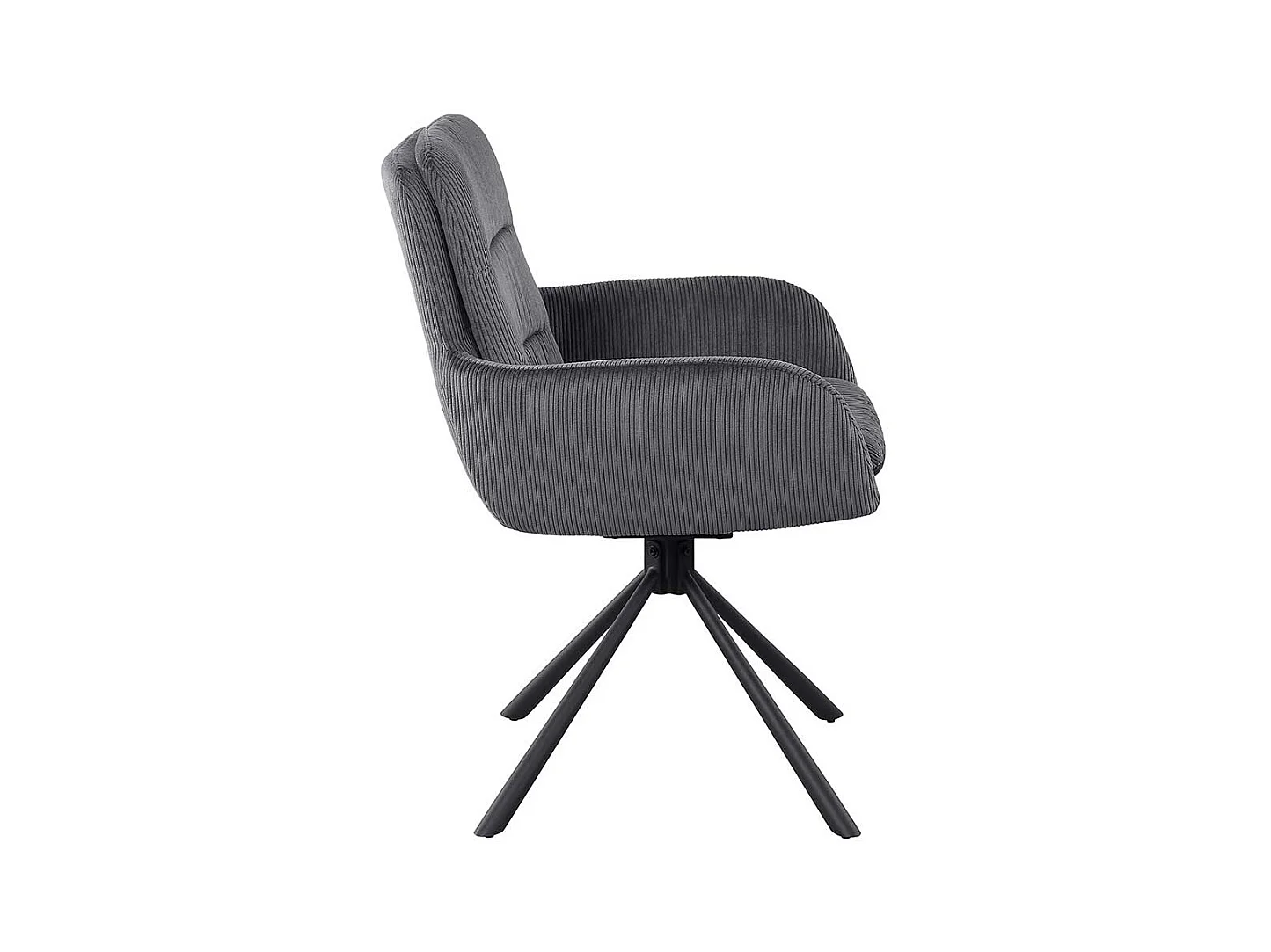 Armlehnstuhl Cord Dunkelgrau mit Gestell aus Metall drehbar