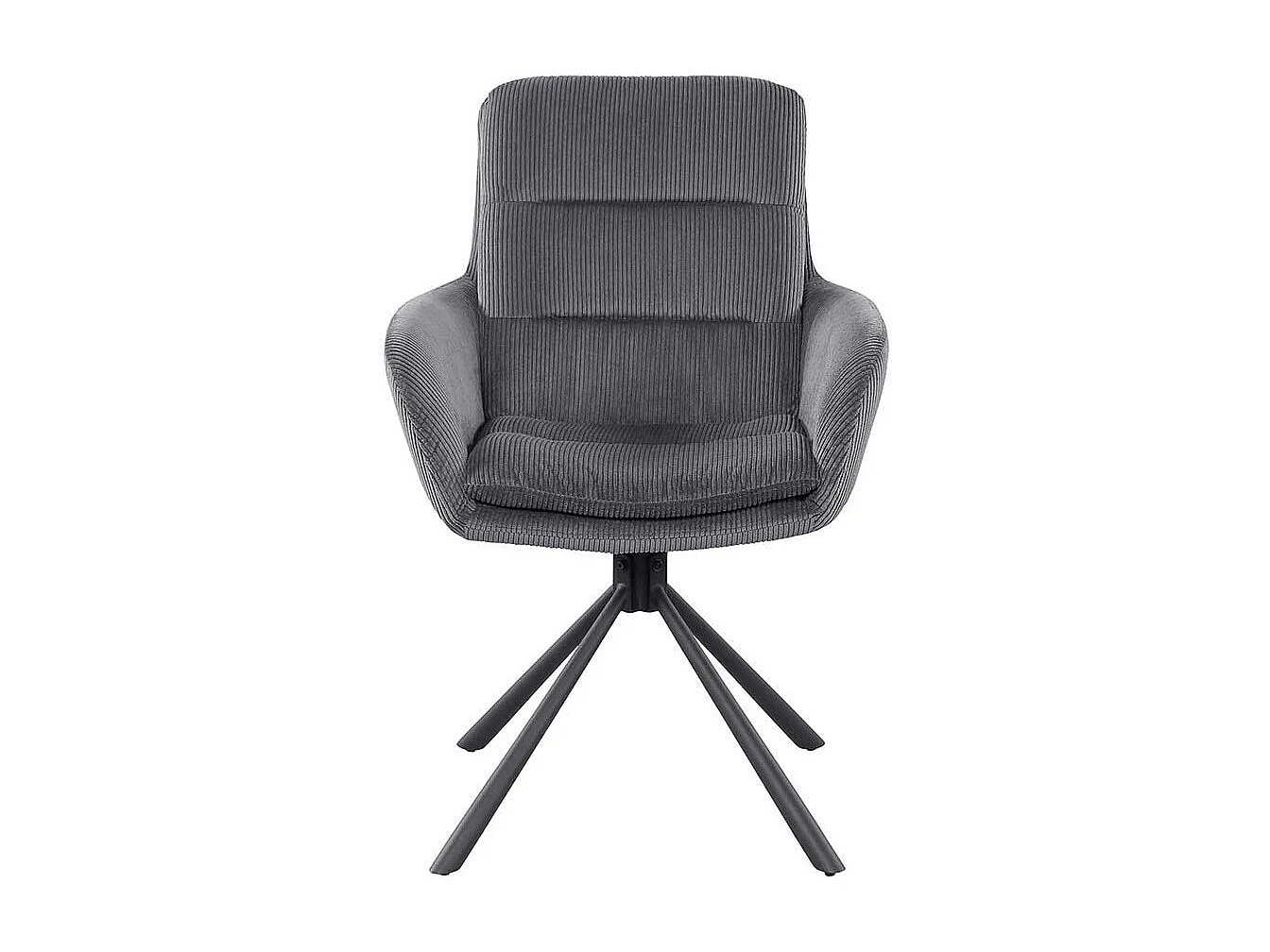 Armlehnstuhl Cord Dunkelgrau mit Gestell aus Metall drehbar