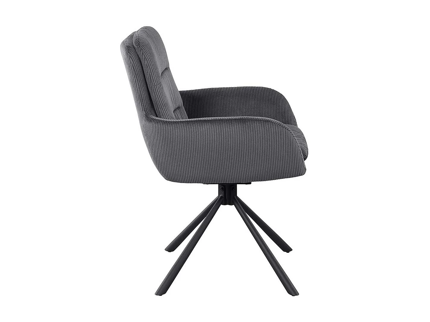 Armlehnstuhl Cord Dunkelgrau mit Gestell aus Metall drehbar