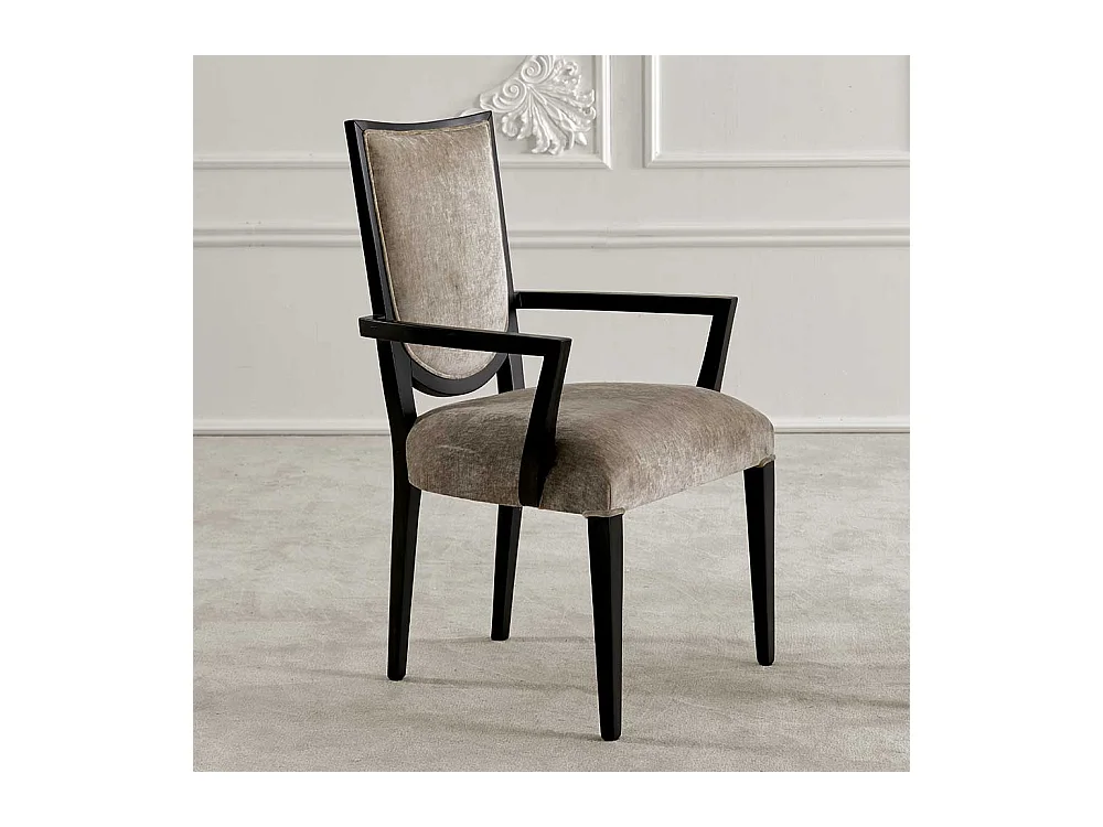 Armlehnenstuhl in italienischem Design Hellgrau und Schwarz