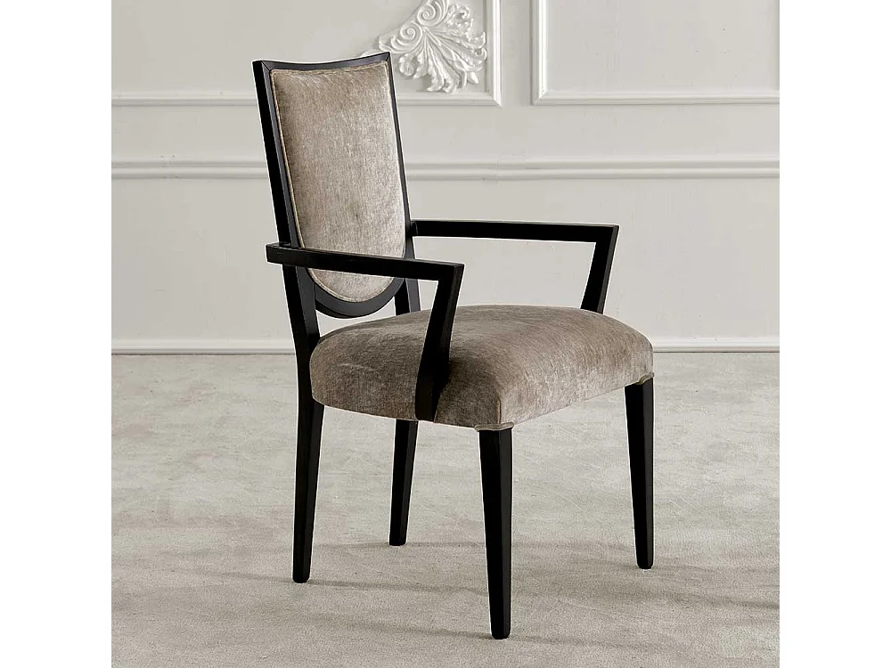 Armlehnenstuhl in italienischem Design Hellgrau und Schwarz