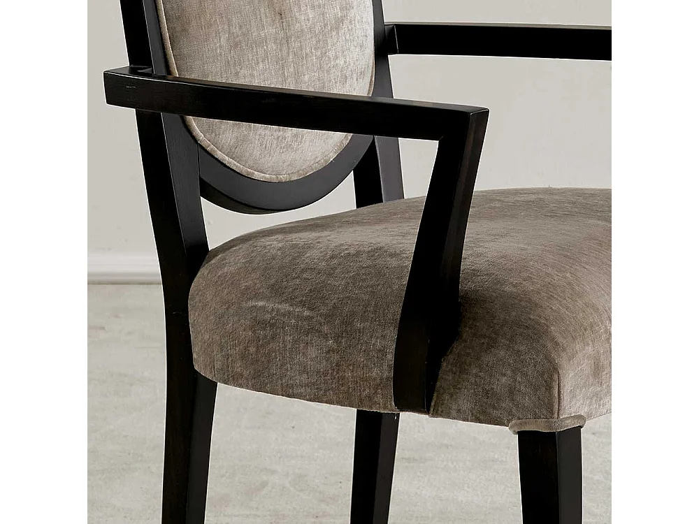 Armlehnenstuhl in italienischem Design Hellgrau und Schwarz