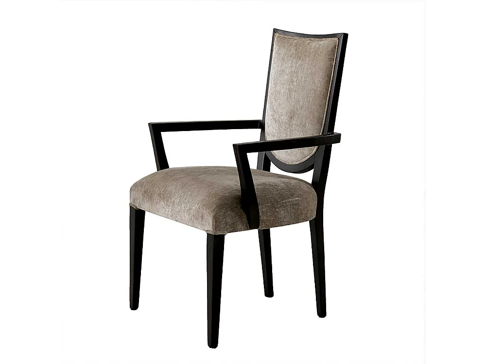 Armlehnenstuhl in italienischem Design Hellgrau und Schwarz