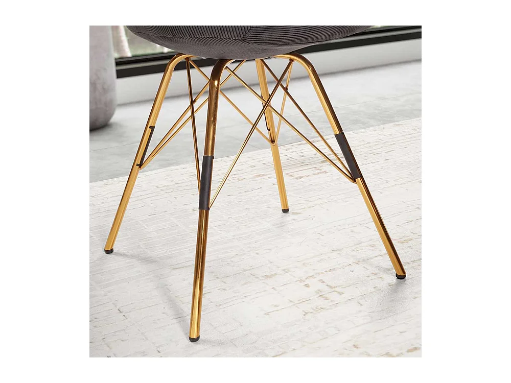 2 Stühle Schalenstühle in Anthrazit und Goldfarben (2er Set)