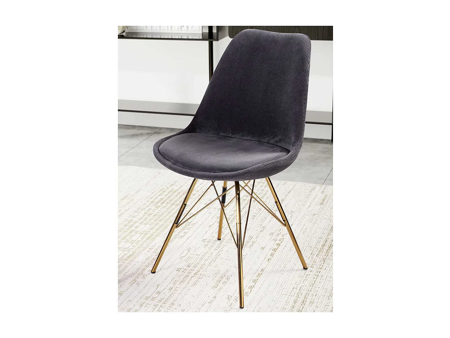 2 Stühle Schalenstühle in Anthrazit und Goldfarben (2er Set)