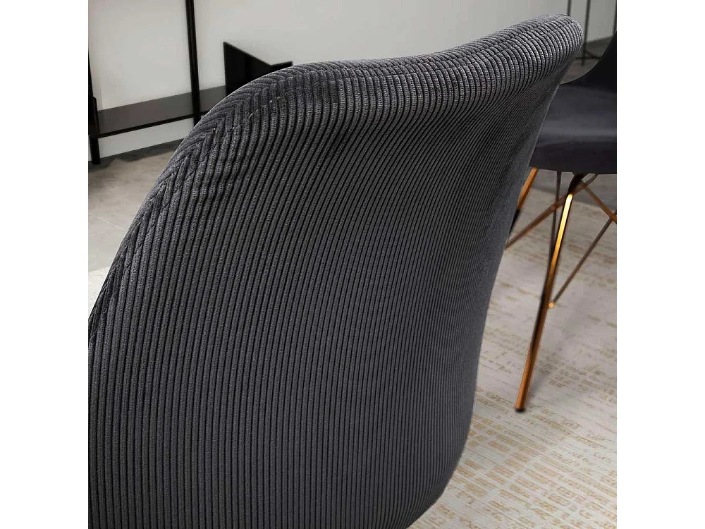 2 Stühle Schalenstühle in Anthrazit und Goldfarben (2er Set)