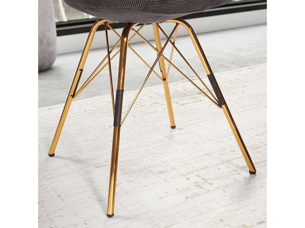 2 Stühle Schalenstühle in Anthrazit und Goldfarben (2er Set)