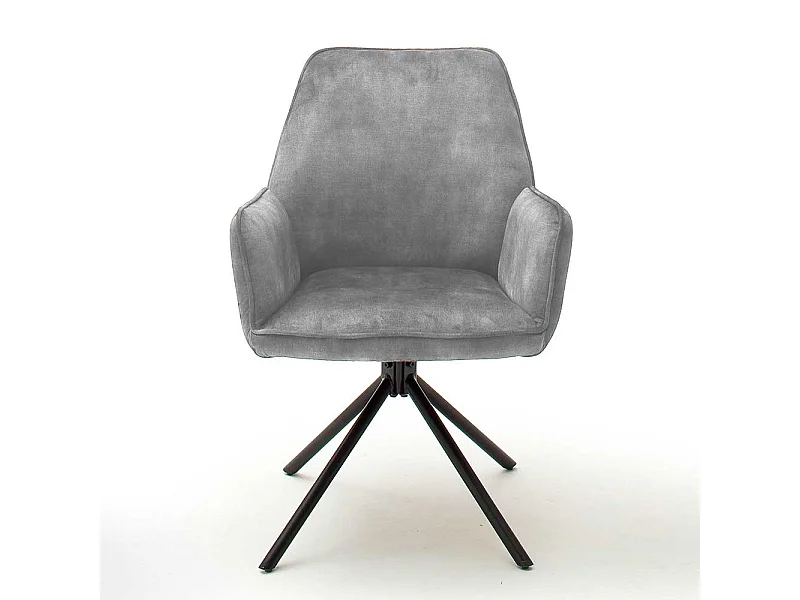 Drehbare Armlehnenstühle in Grau Velours Metallgestell (2er Set)