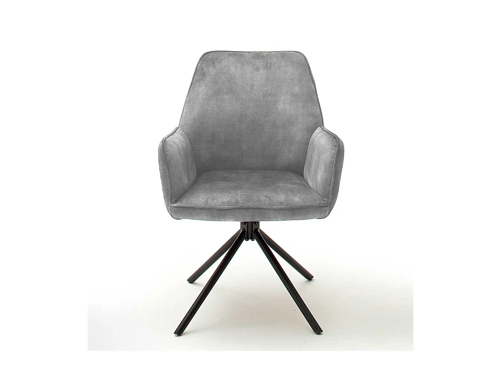 Drehbare Armlehnenstühle in Grau Velours Metallgestell (2er Set)
