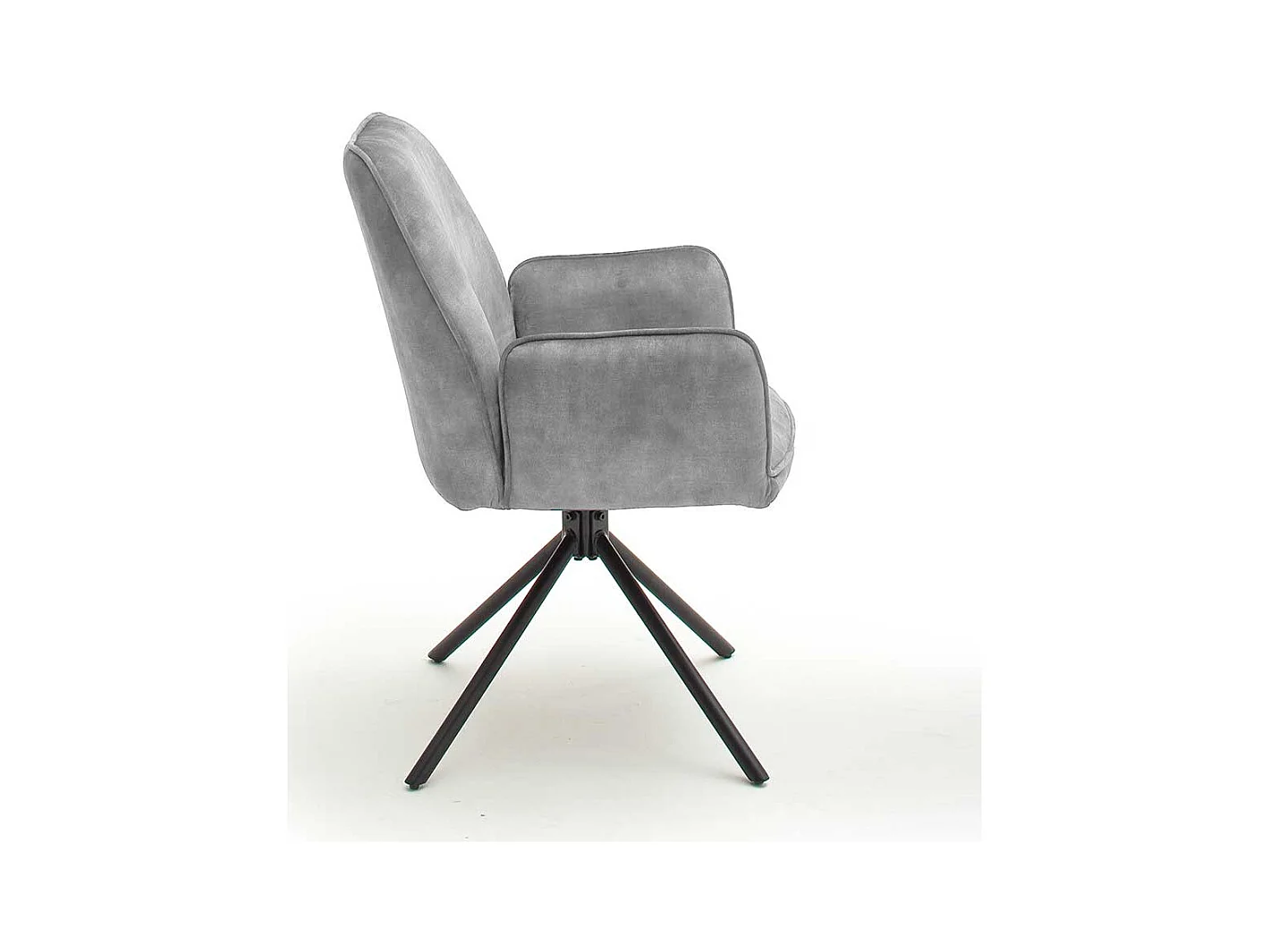 Drehbare Armlehnenstühle in Grau Velours Metallgestell (2er Set)