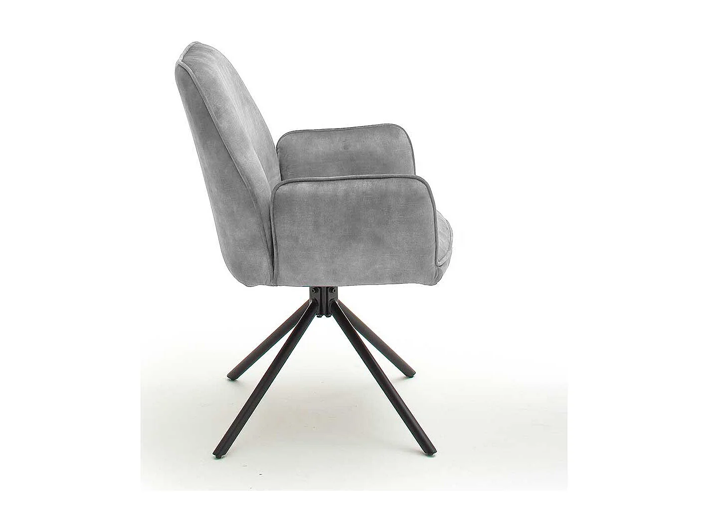 Drehbare Armlehnenstühle in Grau Velours Metallgestell (2er Set)