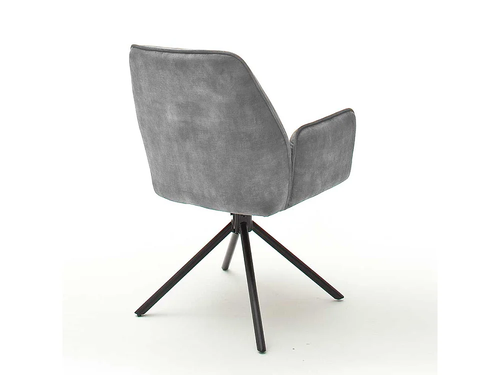 Drehbare Armlehnenstühle in Grau Velours Metallgestell (2er Set)