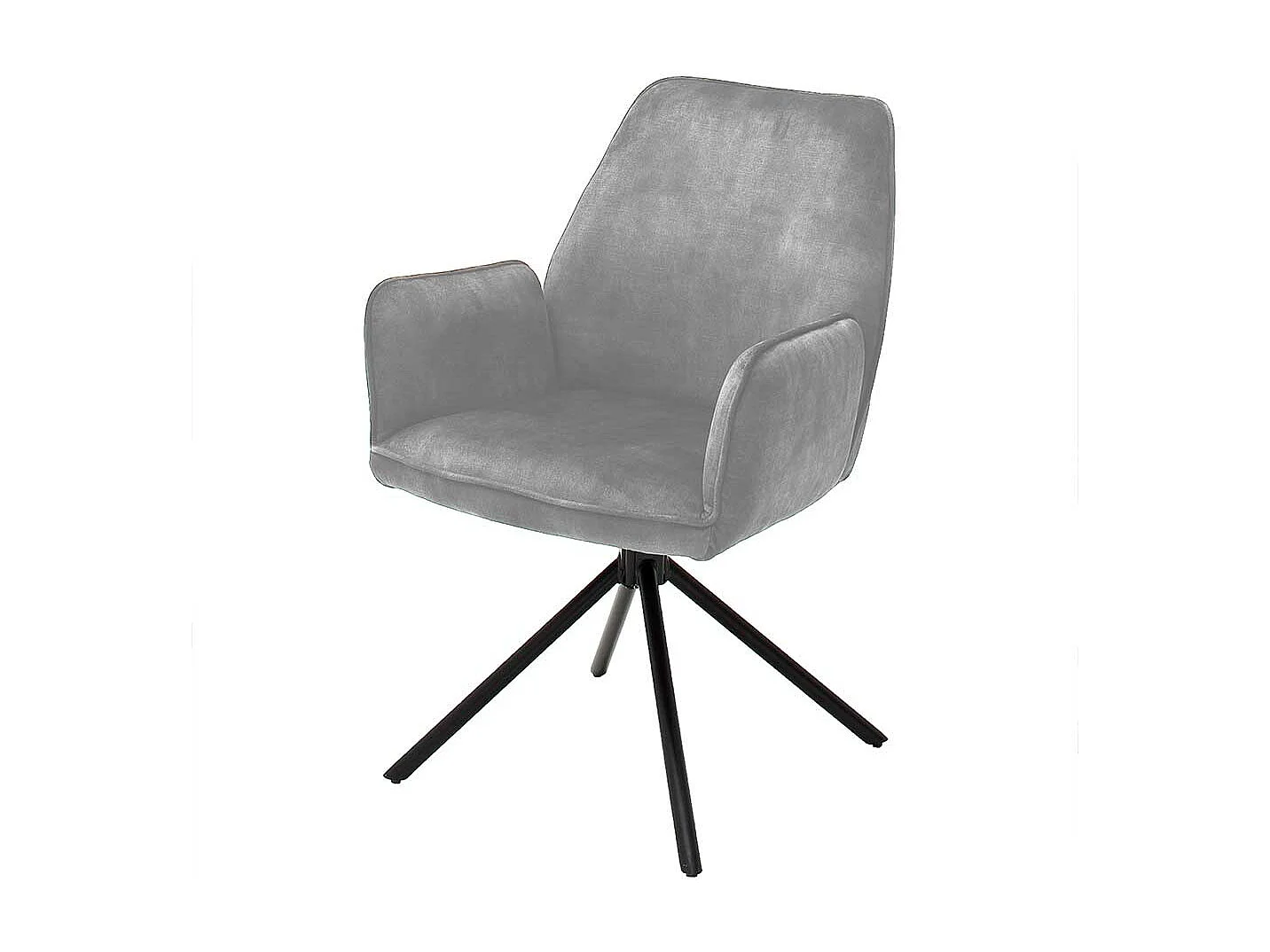 Drehbare Armlehnenstühle in Grau Velours Metallgestell (2er Set)