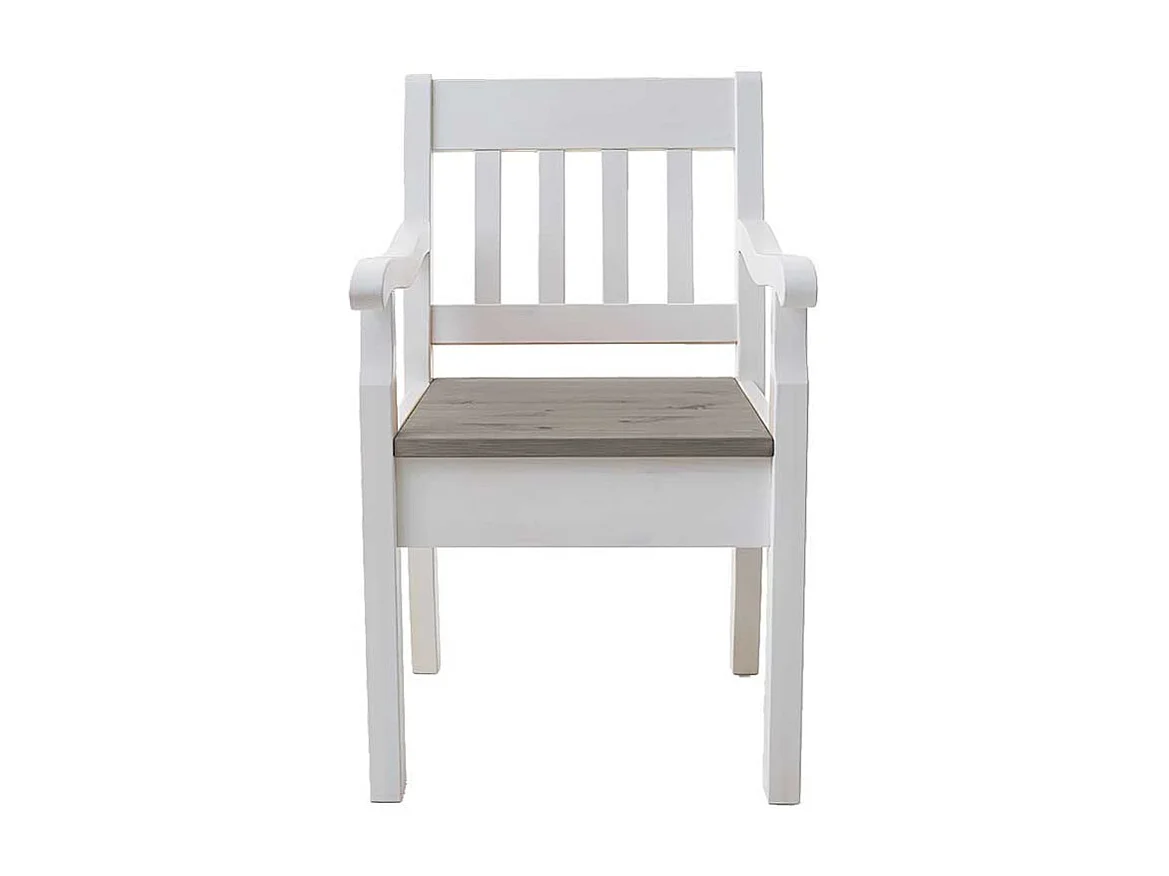 Landhausstuhl in Weiß Grau Armlehnen